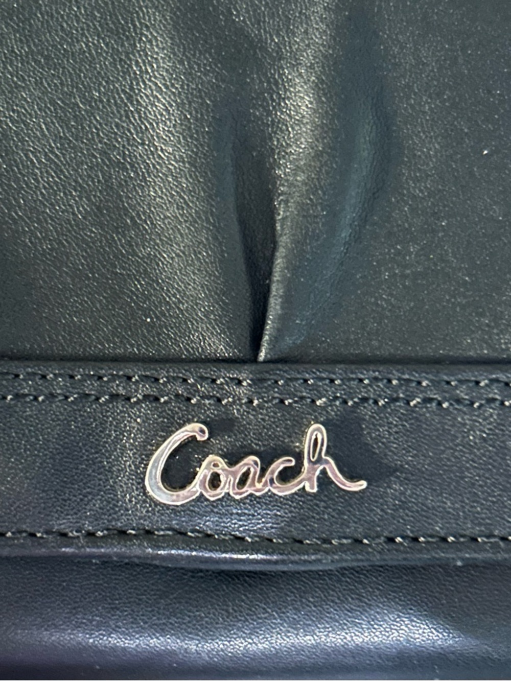 Coach Billfold Pleated Leather Wallet Clutch Medium Black Vintage Y2K F44622 - Picture 2 of 9